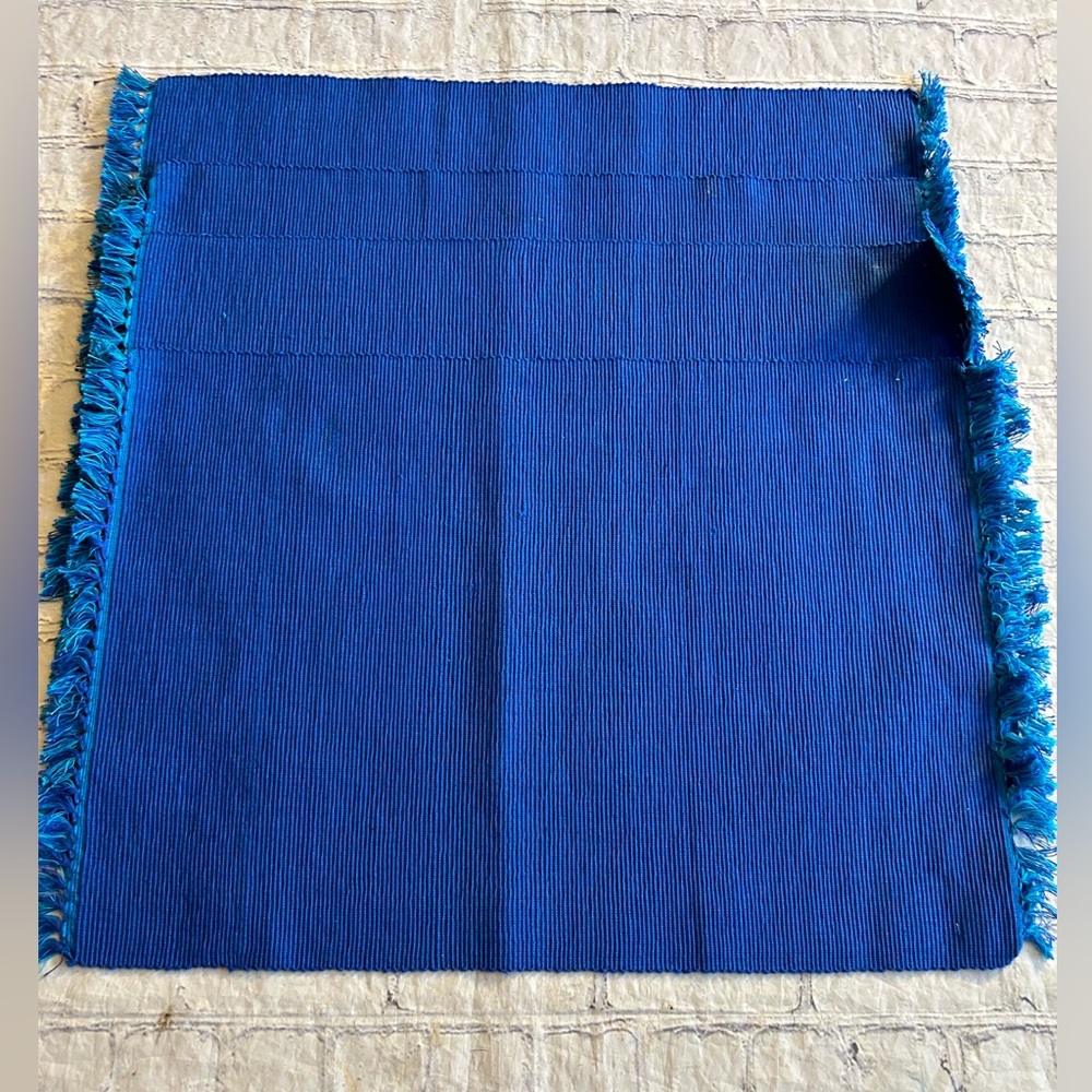 HOBBY LOBBY SET OF (4) BLUE RIDGED FRINGE 100% COTTON PLACEMATS MADE IN INDIA